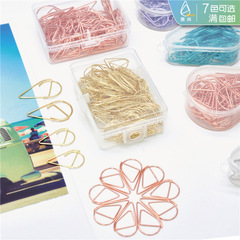 Creative Water Drop Shape Pin Minimalist Fresh Style Curved Pin Korean Style Large Metal Colorful Bookmark Book Clip Box Set