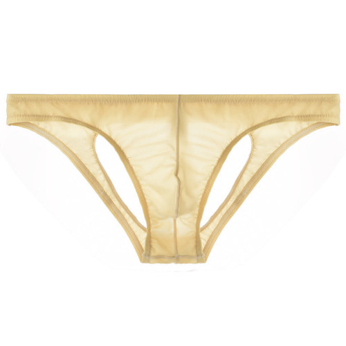 Junye men's ice silk transparent doublet thin low-waisted sexy bag briefs for young men