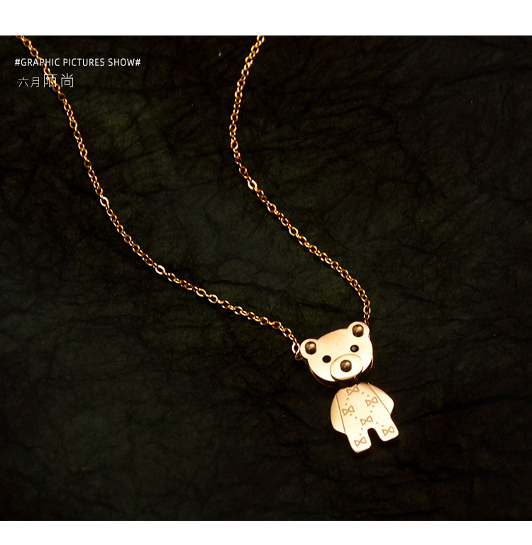 Simple Bear Stainless Steel Material Plated Necklace display picture 13