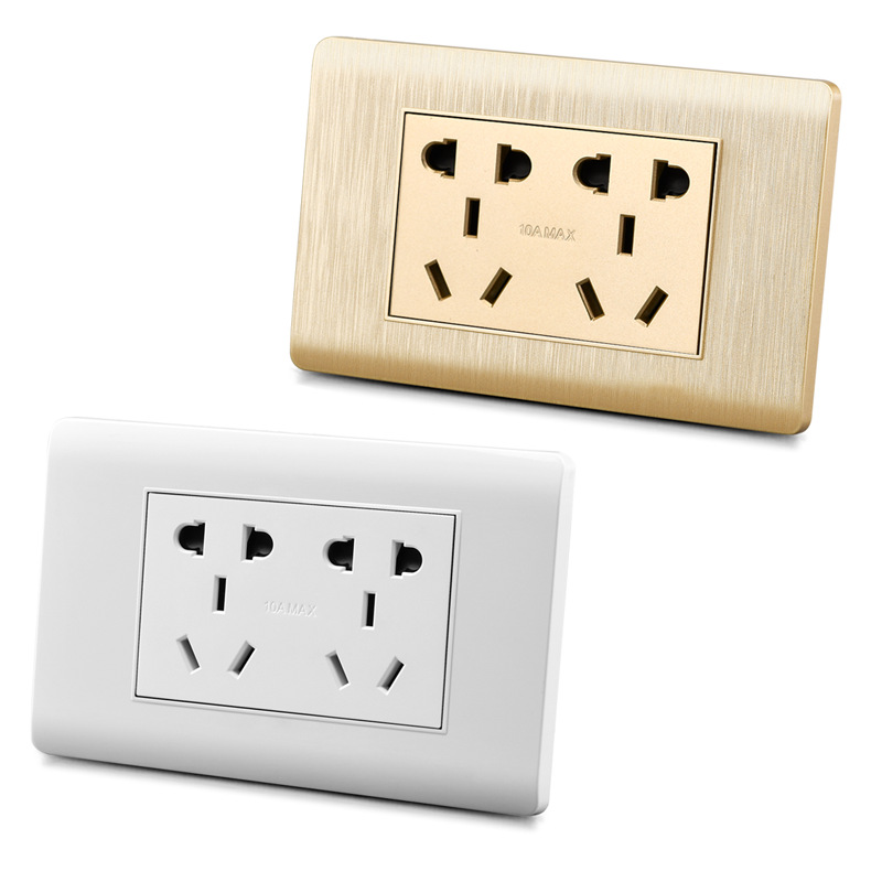 De una sola pieza de 10 agujeros de tipo 118 interruptor de pared socket decoración del hogar panel de interruptor de enchufe blanco de dos posiciones de 10 agujeros socket