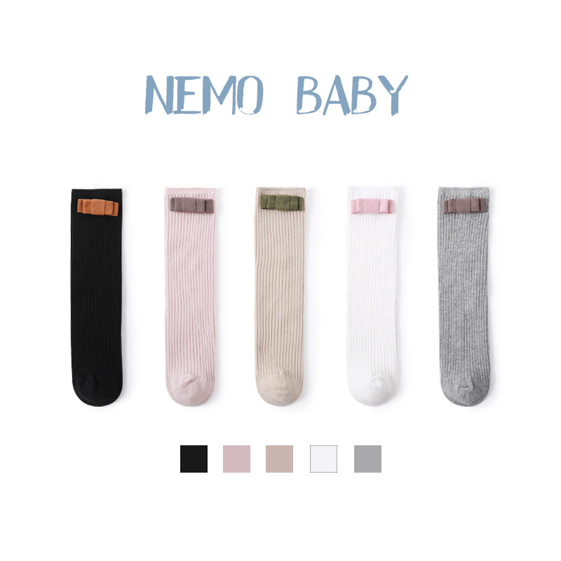 Calcetines de los nuevos niños de 20 años primavera y otoño estilo coreano bowknot niñas medias sin tacón calcetines de bebé de algodón peinado moda