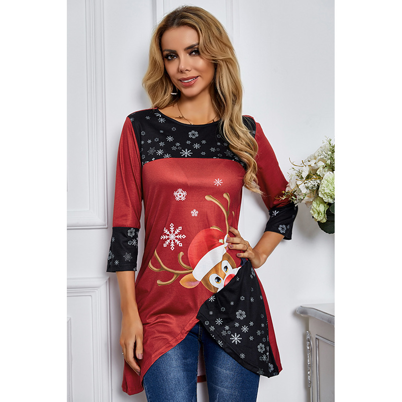 print mid-length round neck T-shirt NSSA26085