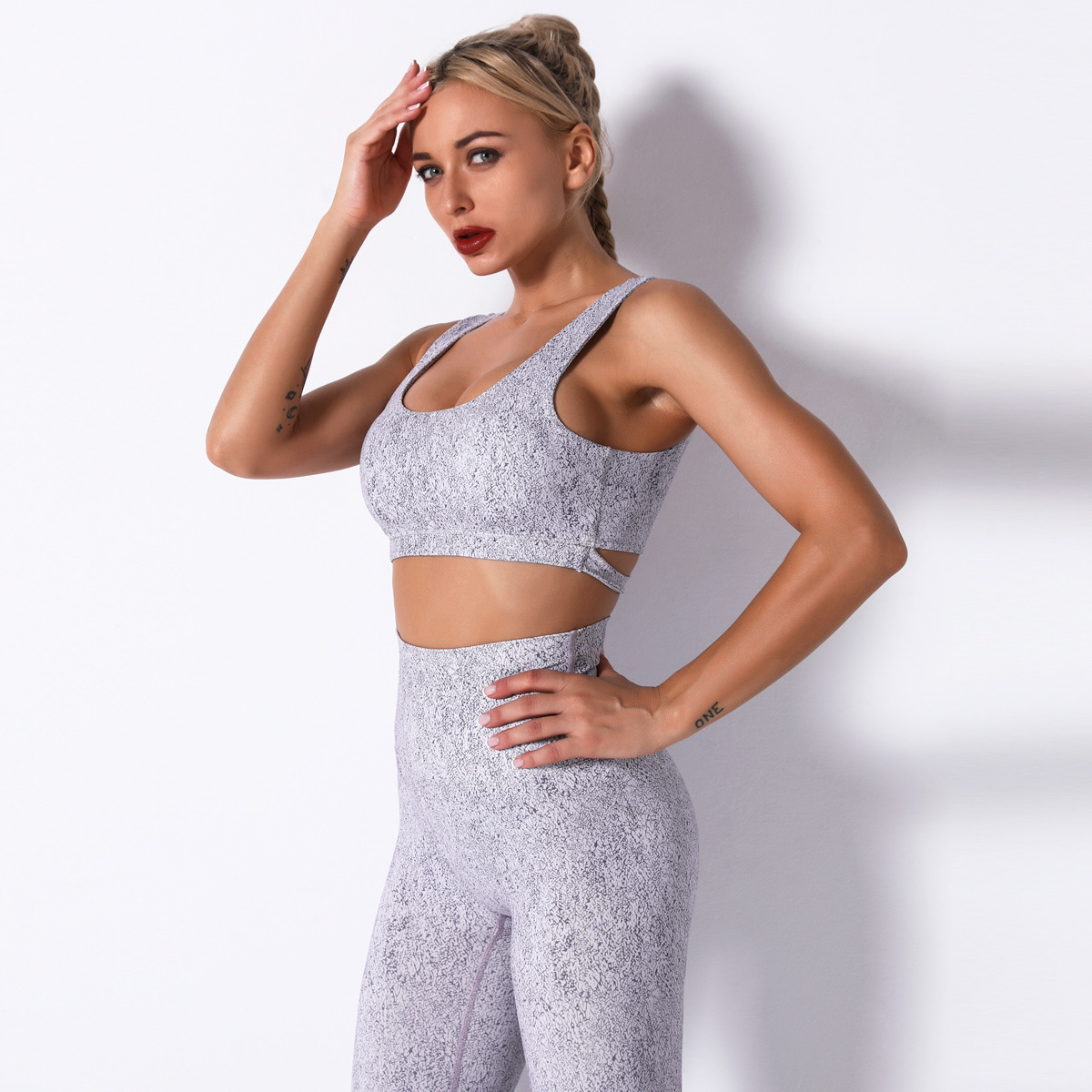 printed sexy flower breathable gather yoga bra NSNS10689