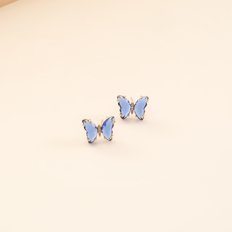 Colorful Zircon Inlaid Diamond Butterfly Earrings display picture 8