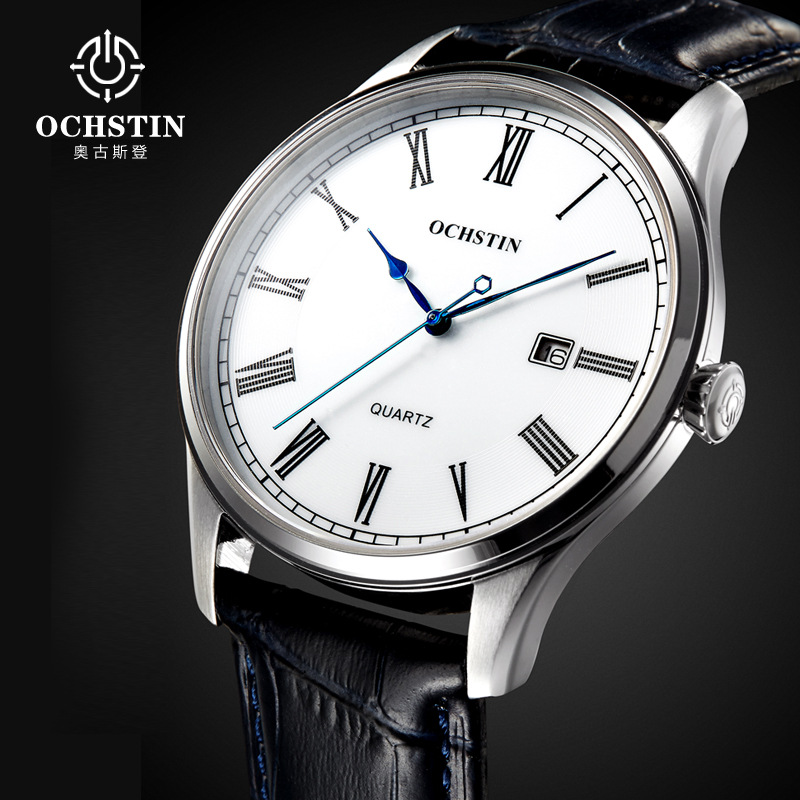 Suizo augustden serie de gama alta cáscara de acero a prueba de agua par de relojes par de cuero casual calendario reloj de cuarzo para las mujeres