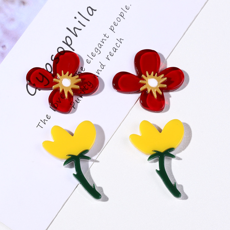 retro acrylic asymmetrical earrings