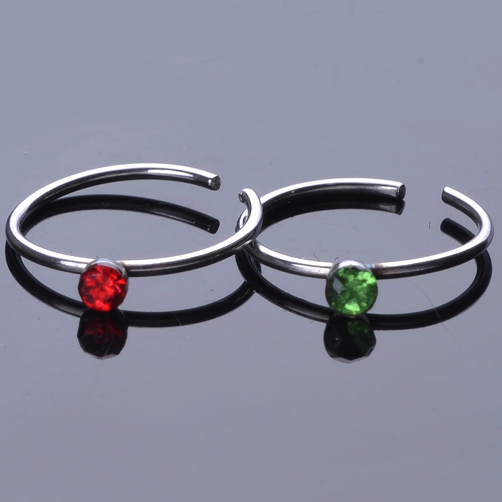 1 Set Fashion Round Stainless Steel Inlay Rhinestones Nose Ring display picture 7