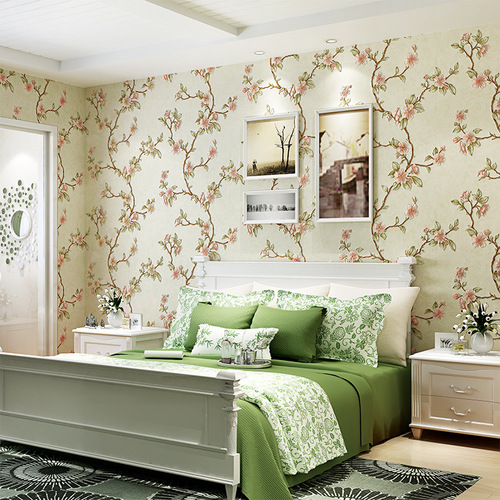 Self adhesive wallpaper, non-woven fabric, European style pastoral 3D wallpaper, bedroom headboard, living room background, wall paper, household use