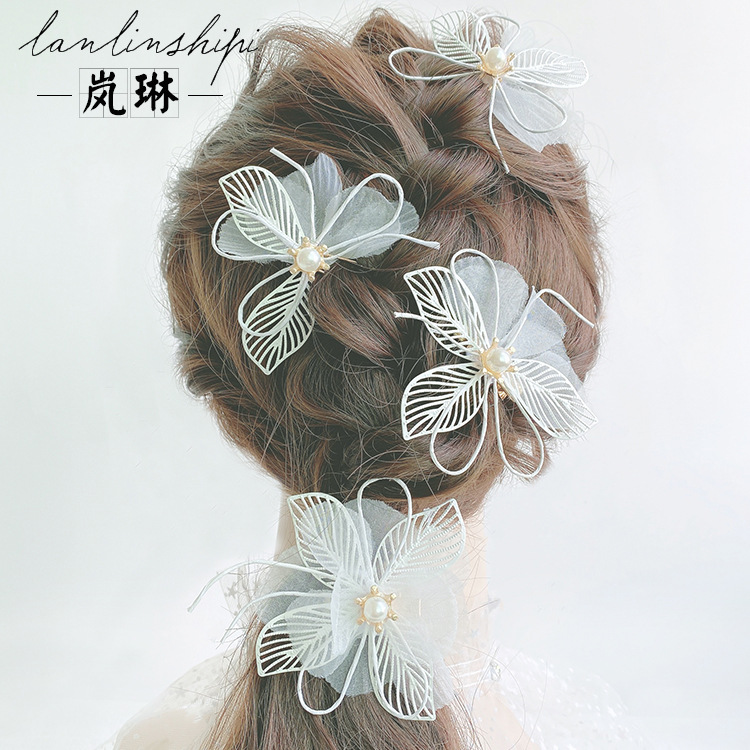 Wedding Accessories Hairpin with Beautiful Flower Hair Accessories Korean Style Ethereal Silk Flower Fabric Headpiece for Fresh and Natural Outdoor Accessories