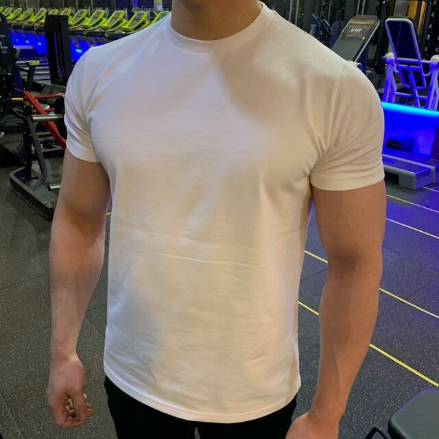 Summer Men's Plain Sports Round-Neck Short-Sleeve Casual Fitness Running Training Quick-Dry T-Shirt Trendy Quick-Dry Versatile