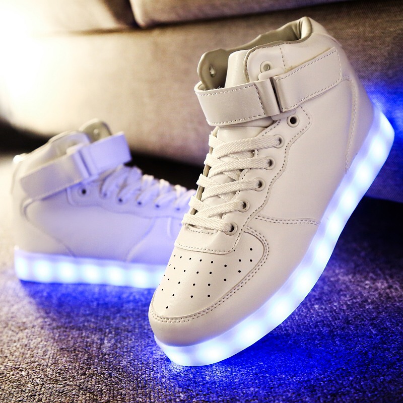 LED light shoes USB rechargeable colorful luminous shoes luminous shoes fluorescent shoes couple Fashion men women's board shoes light shoes