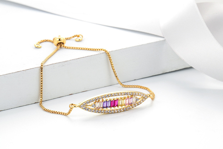 10g Weight Bracelets Classification Anniversary, Business, Travel Occasion Copper Material Geometric Pattern Women'S Gender Fashion Style Fashion Rainbow Zircon Geometric Pull-out Bracelet 9