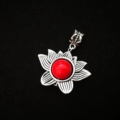 新款潮民族风项链吊坠网红气质特色复古藏银莲花坠子天然玉髓配饰|ms