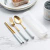 Scandinavian tableware stainless steel, marble handheld set, 3 piece set