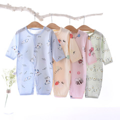 Newborn Baby Clothing Glacial Cotton Summer Long Sleeve Baby Bodysuit One-piece Baby Romper Baby Hanger Home Air Conditioning Clothes
