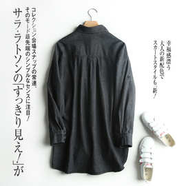 女装宽松版外套新款黑灰色牛仔衬衫202欧美风046011批发图片色棉