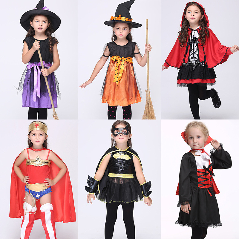 Cross-border Europe and America 2021 Halloween Costumes children cosplay Children's clothing Witch role Act stage Costume