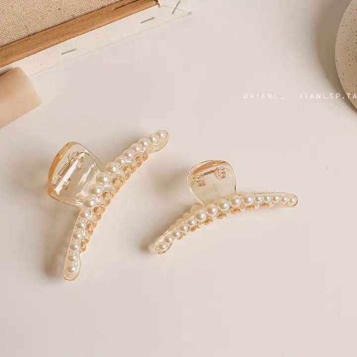 Geometric Pattern Elegant Women'S Geometric Arylic Imitation Pearl Hair Claws