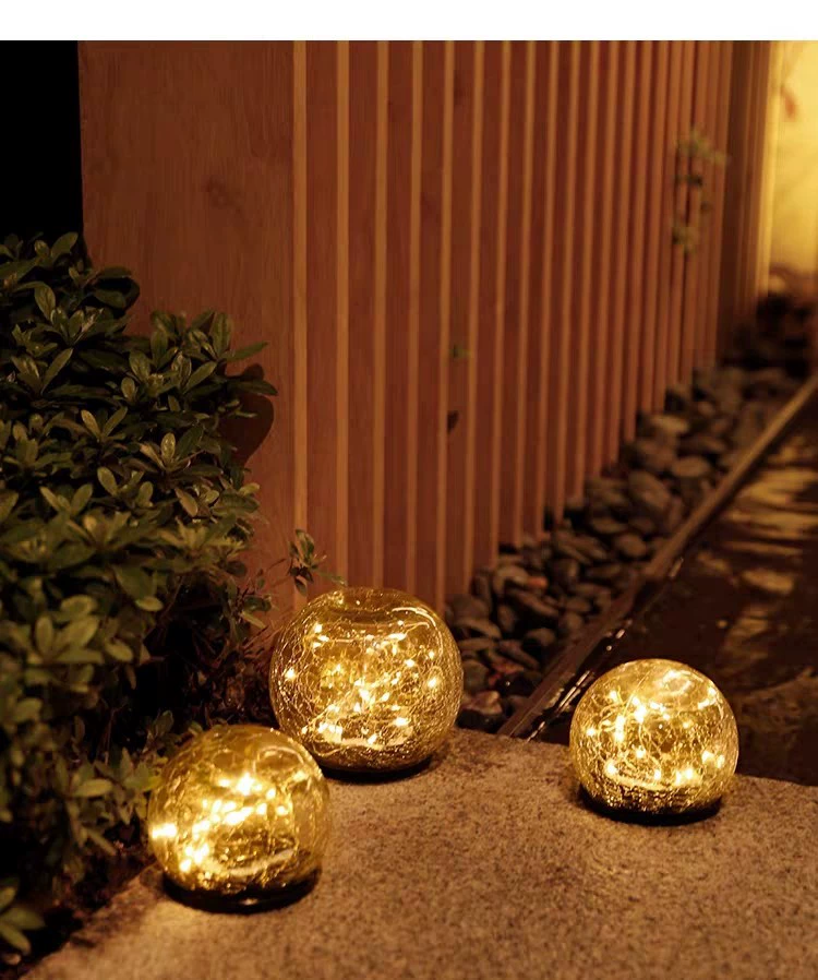 Садовая глобус-лампа из стекла на солнечных батареях, светодиодная LED, тёплый белый свет, маленькая 20 LED или большая 30 LED