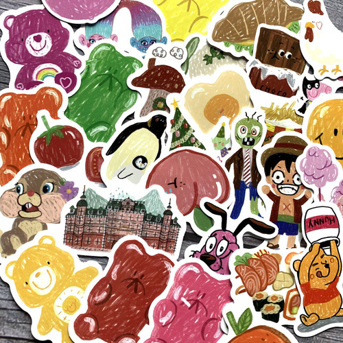 Oil painting series fruit dessert cartoon waterproof car sticker decoration car mobile phone computer account DIY sticker