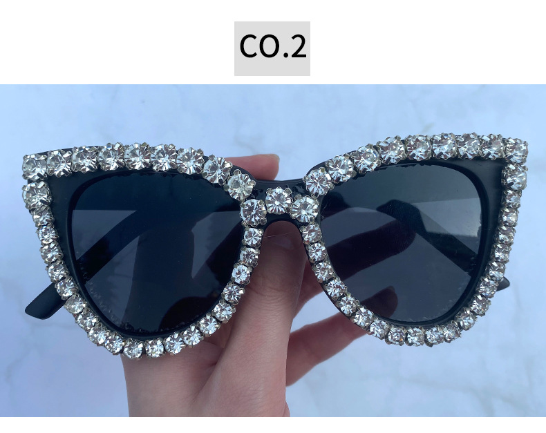 Fashion Solid Color Ac Cat Eye Diamond Full Frame Women's Sunglasses display picture 4