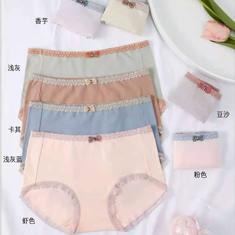 Lace pants with bow, mid rise