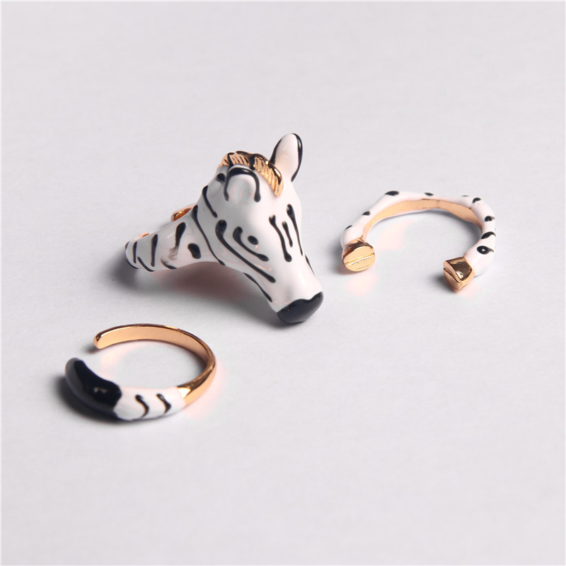 20g Weight Rings Classification 3 Pieces Set Quantity Daily Occasion Iron, Copper Material Zebra Pattern All Seasons Season Women's Gender Plating Design Cute, Simple Style Style Cute Simple Style Zebra Iron Copper Plating Women's Rings 15