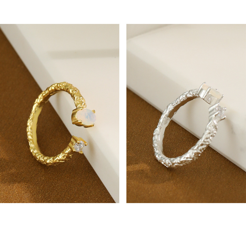 3g Weight 0.03µm Gold Plating Thickness Water Plating Gold Plating Process Platinum Plated Plating Material Zircon Inlay Material Ring Necklace Classification Festival Occasion 925 Sterling Silver Material Letter Pattern Women'S Gender Plating Craft Gold, Silver Color Simple Geometric Opal Stone S925 Sterling Silver Ring 4