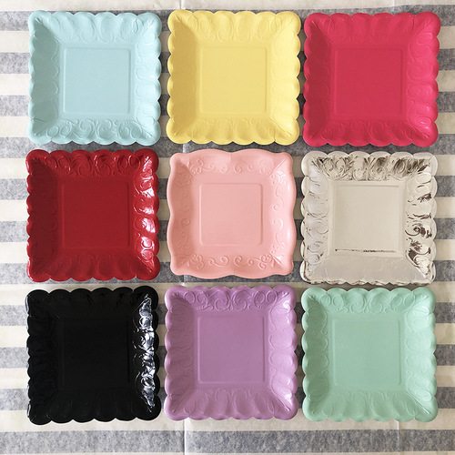 Thickened Disposable Plate Gold-Color Colored Paper Plate Party Fruit Plate Fruit Dessert Table Cake Small Plate Afternoon Tea