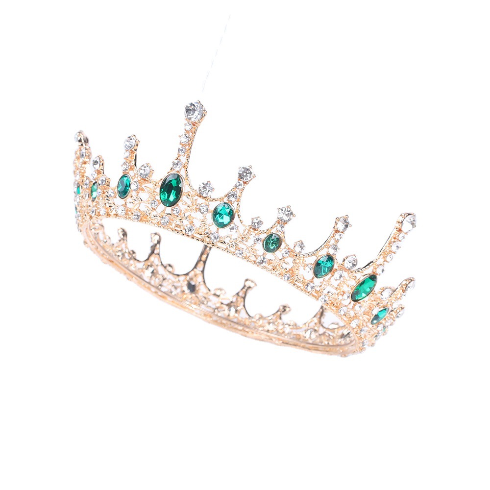 歐美新娘飾品皇冠頭飾復(fù)古合金鑲鉆整圓圈王冠婚慶配件跨境發(fā)飾廠