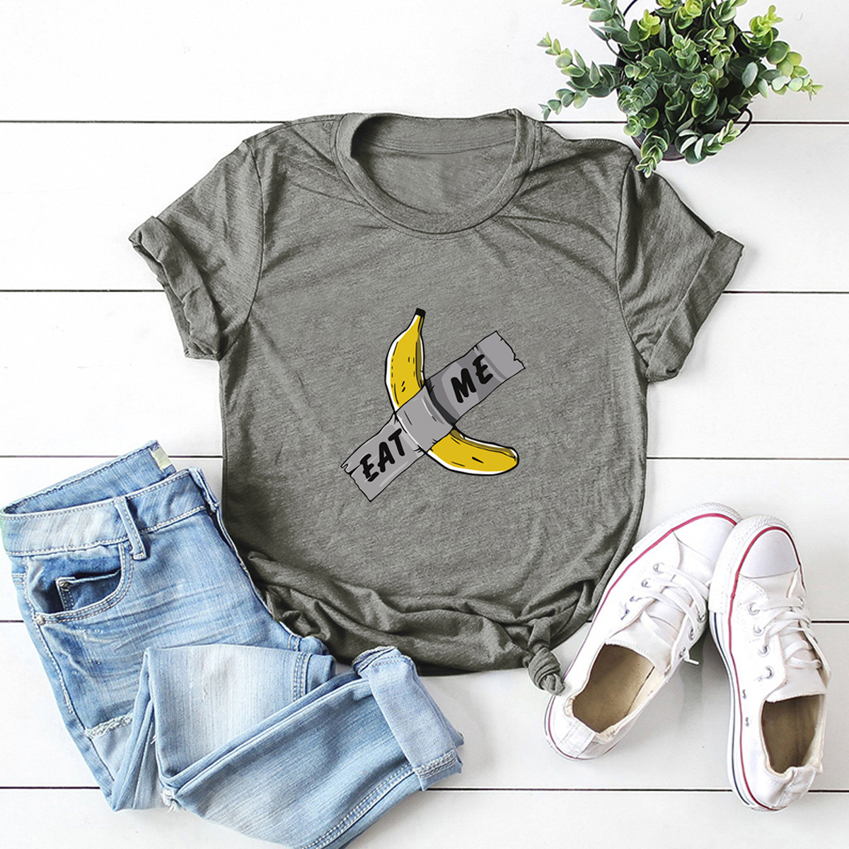  casual spoof banana short sleeve women s T-shirt NSSN1765