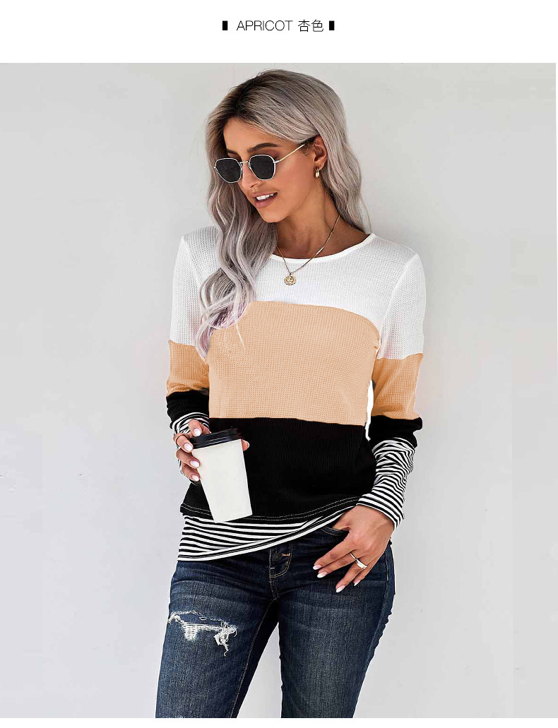 striped women s autumn and winter new fashion round neck long sleeve pullover sweater  NSSI2357