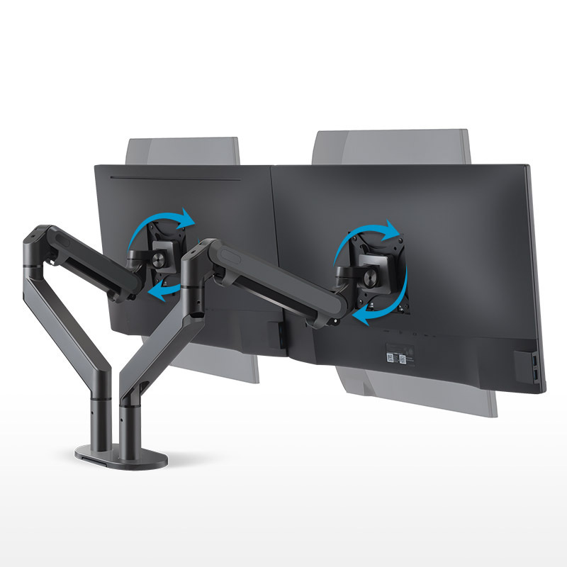 OZ-2 double pneumatic display bracket LCD double screen splicing computer Frame aluminum alloy universal rotating lifting bracket