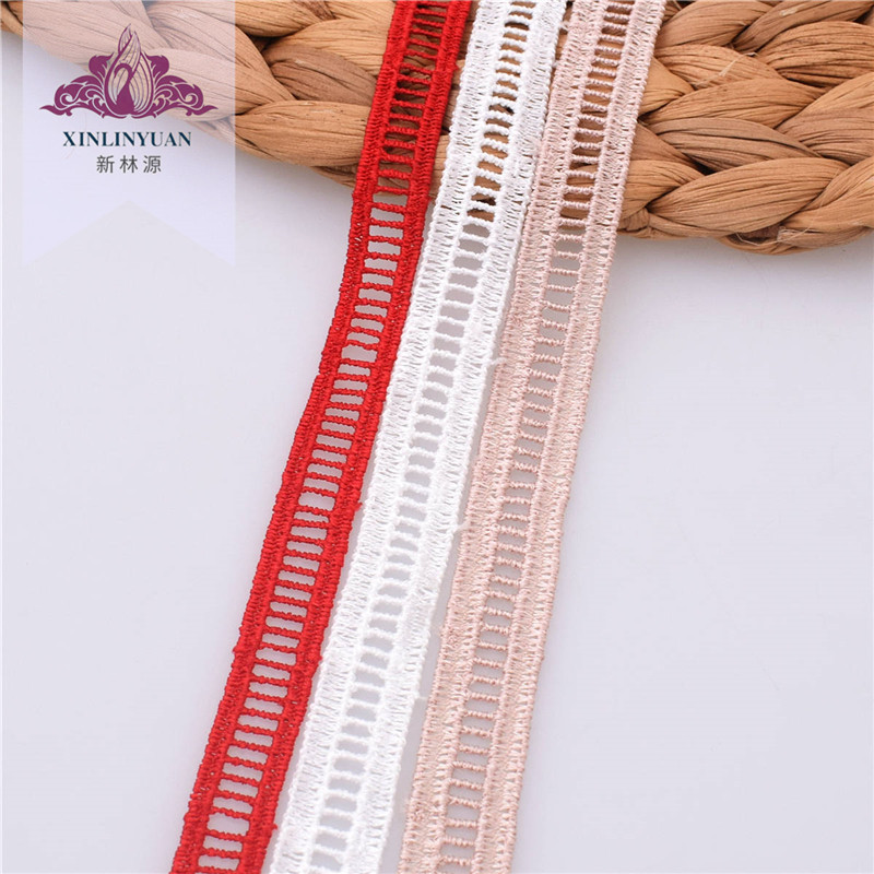 新品XD10145系列涤纶水溶刺绣蕾丝花边 1cm宽双边镂空花边现货