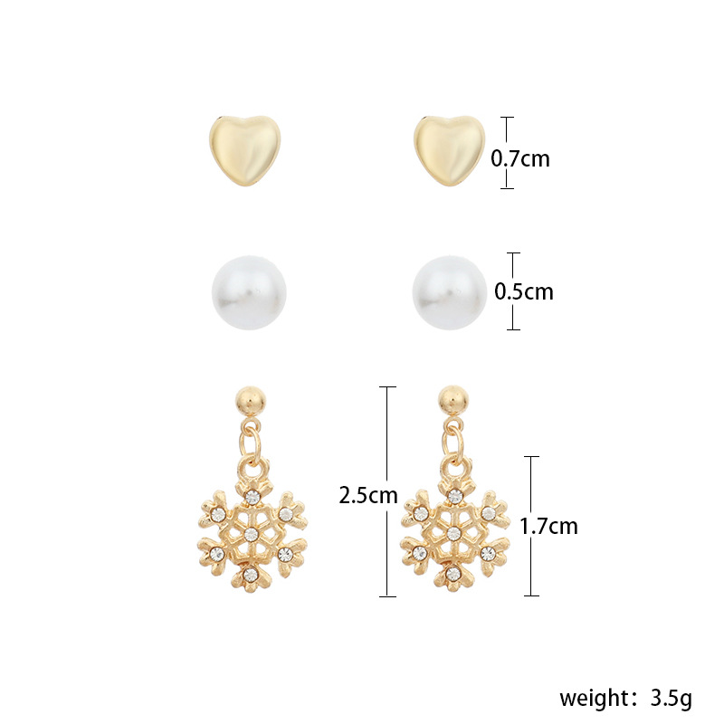 6g Weight Earrings Classification Wedding, Travel, Birthday, Festival Occasion Women'S Gender Cute Cartoon Zircon Christmas Pearl Earrings Set 1