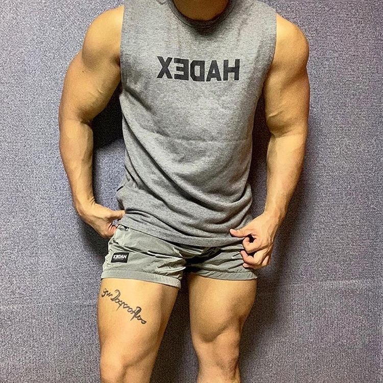Men's Korean Style Fitness Trendy Pure Cotton Vest Sleeveless T-Shirt For Muscular Figures Running Training Sports Clothing_viptrois.com