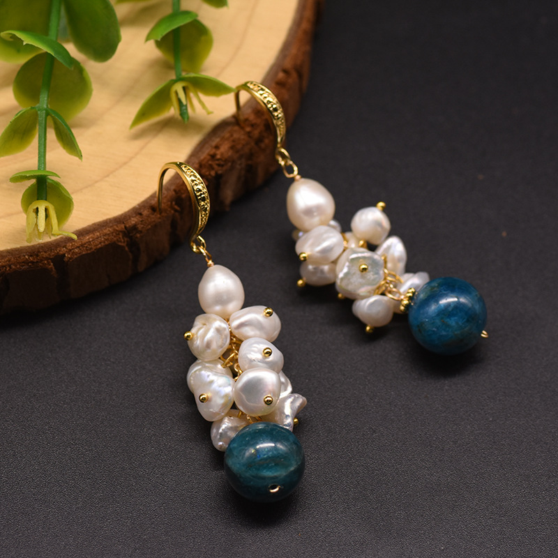 Drop Earrings Classification 1 Pair Quantity Fashion Geometric Pearl Inlay Natural Stone Drop Earrings 1 Pair