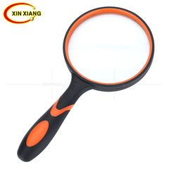 10x high-definition optical lens, rubber anti-fall plastic handle, elderly reading handheld glass orange magnifying glass