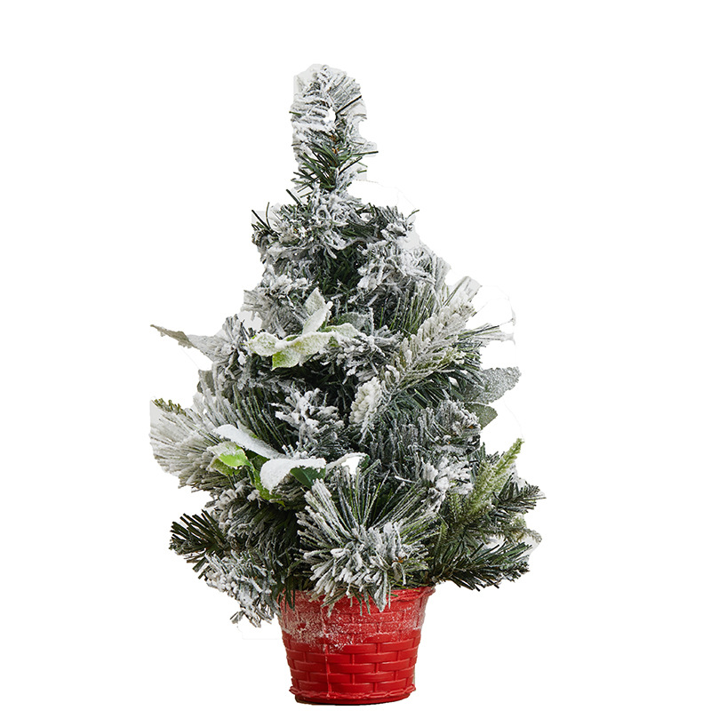 PE flocado nieve rociador escritorio pequeño árbol de Navidad hotel centro comercial escenario de suelo decoración decoración de Navidad