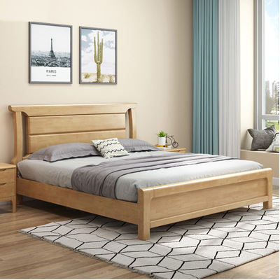 實木床工廠直銷現代簡約北歐1.8米雙人床1.5米新中式全實木橡木床