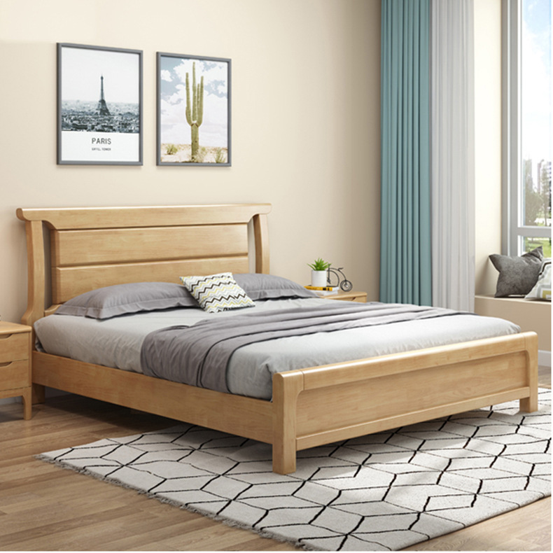 實木床工廠直銷現代簡約北歐1.8米雙人床1.5米新中式全實木橡木床