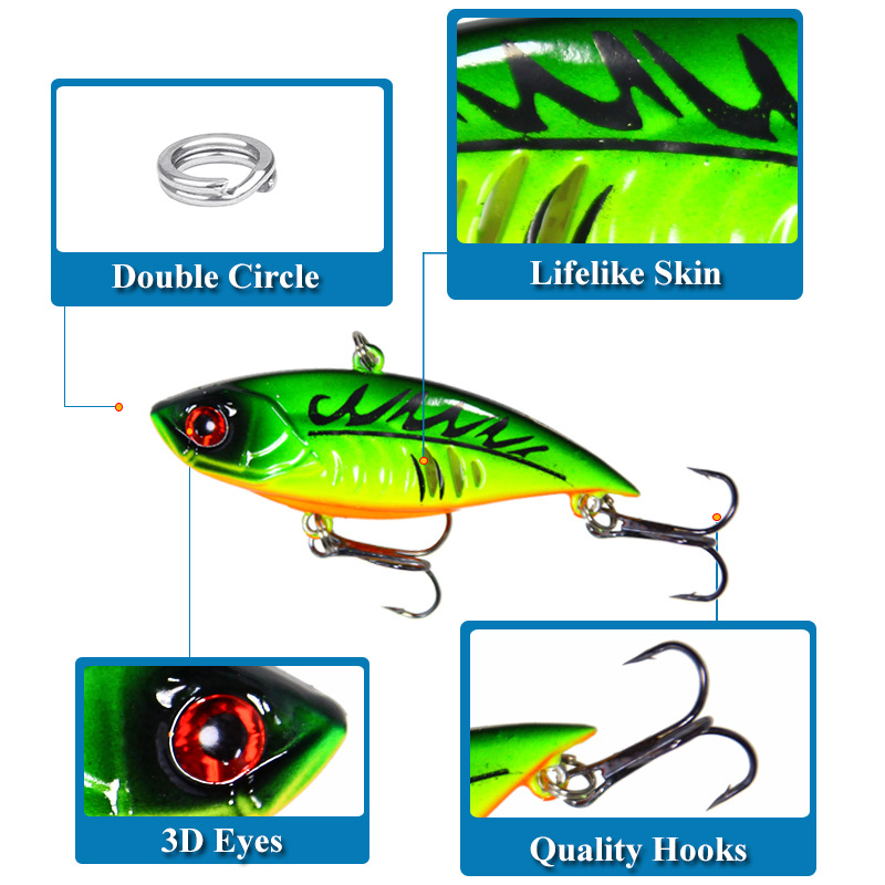 2 Pcs Sinking Lipless Crankbait Lures 65mm 11g Hard Baits Bass Pike Crappie Fresh Water Fishing Lure