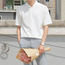 2020夏季POLO衫韓版潮流男士翻領T恤百搭白色翻領薄款短袖棉質