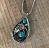 Turquoise retro stone inlay, pendant, necklace, wish, European style, silver 925 sample