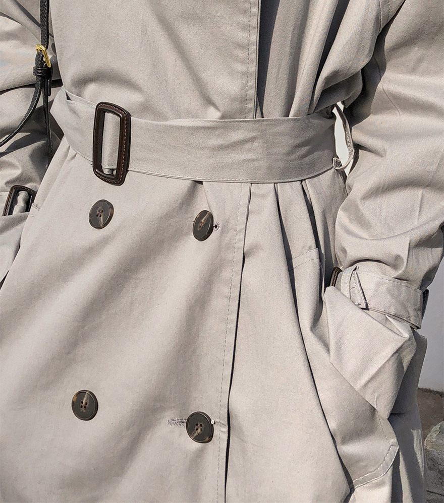 New Korean Style Spring and Autumn Slim Fit Waist Women Coat Mid-Length Casual Trench Coat Women in Trench Coats