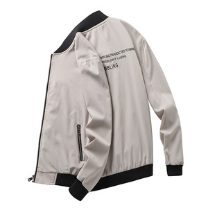 Spring and autumn thin men’s baseball collar print letter coat Air Force Flight Jacket