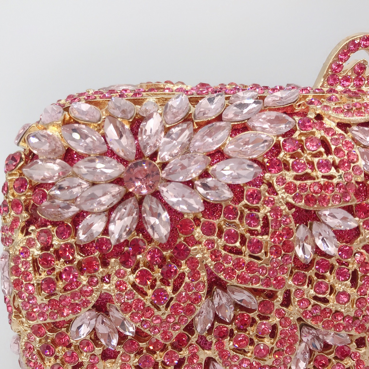 Túi clutch nữ đính đá dạ hội cầm tay kim loại lấp lánh — Màu hồng, Màu tím đen, Màu đen, Màu vàng nhạt chi tiết 5