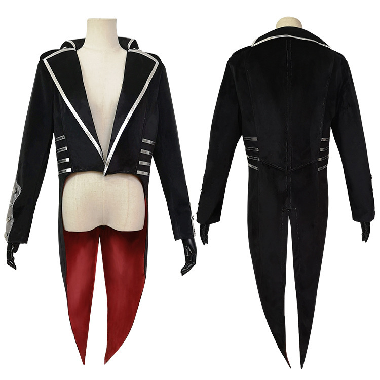 2020 New Men's Tail Jacket Black Velvet Gothic Steampunk Vampire Tuxedo