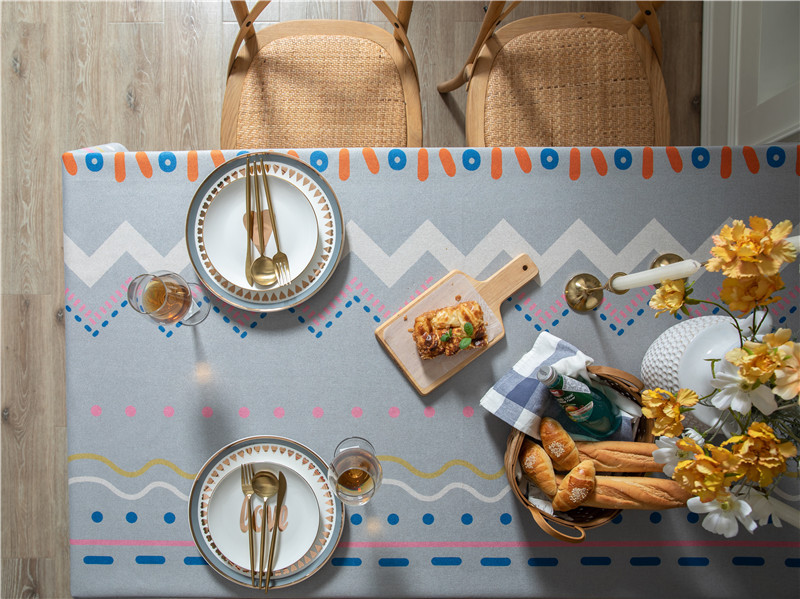 Thickened Polyester Cotton Linen Modern Simple Printed Tablecloth Rectangular Coffee Dining Table Cloth One_voghion.com