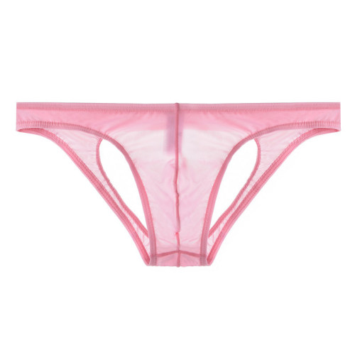 Junye men's ice silk transparent doublet thin low-waisted sexy bag briefs for young men